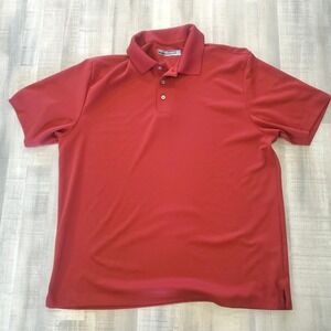 Roundtree & Yorke Polo Shirt Adult Large Red Wine Short Sleeve Performance Mens